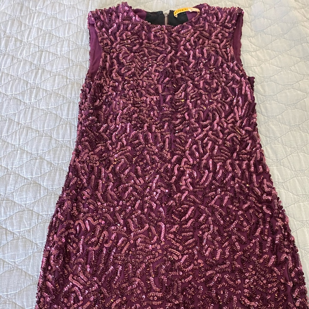 Alice Olivia Burgundy Sequin Dress